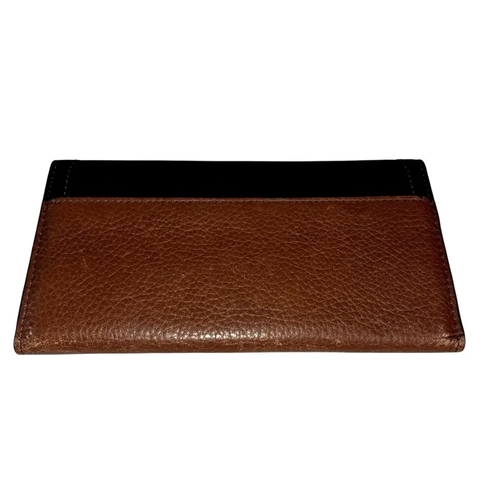 Vintage Fossil 2-Toned Brown Textured Leather Tri-Fold Wallet Flap Style 7.5
